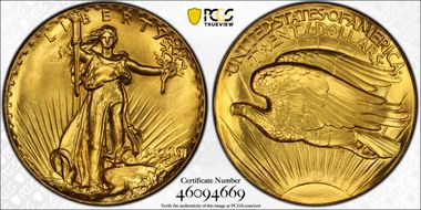 1907 $20 Extremely High Relief Inverted Edge Letters PR69