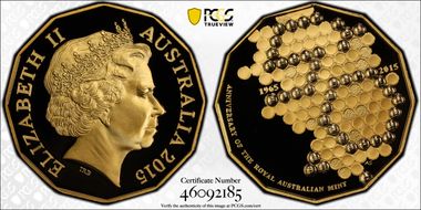 2015 50C RAM 50th Anniversary Gold Plated PR70DCAM