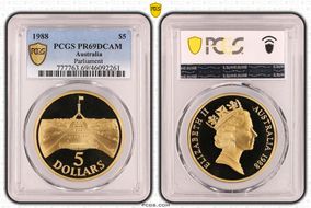 1988 $5 Parliament PR69DCAM