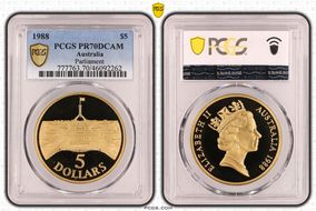 1988 $5 Parliament PR70DCAM