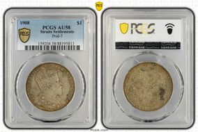 1908 $1 Prid-7 AU58
