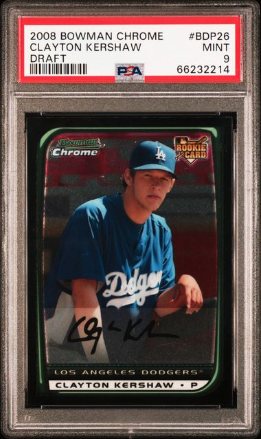 Clayton Kershaw Rookie Card 2008 Bowman Draft Picks #BDP26 PSA 9