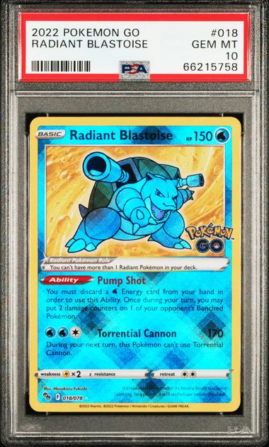 2022 Pokemon Go #018 Radiant Blastoise PSA 10 on Goldin Marketplace
