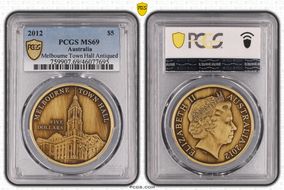 2012 $5 Melbourne Town Hall Antiqued MS69