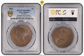 1856 1D S-3948 Ornamental trident MS64BN