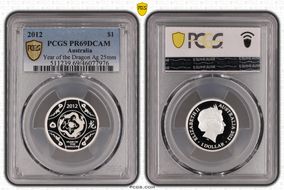 2012 $1 Year of the Dragon Ag PR69DCAM