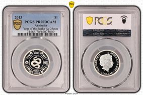 2013 $1 Year of the Snake Ag PR70DCAM