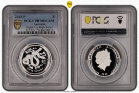 2013-P $1 Year of the Snake Ag High Relief PR70DCAM