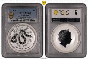 2013-P $1 Year of the Snake Ag MS69