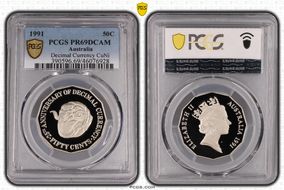 1991 50C Decimal Currency CuNi PR69DCAM