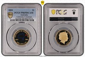 2001 $1 Centenary-Colorized PR69DCAM
