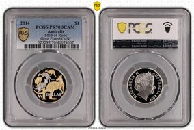 2014 $1 Mob of Roos CuNi Partial Gilt PR70DCAM