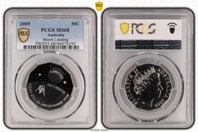 2009 50C Moon Landing Colorized MS68