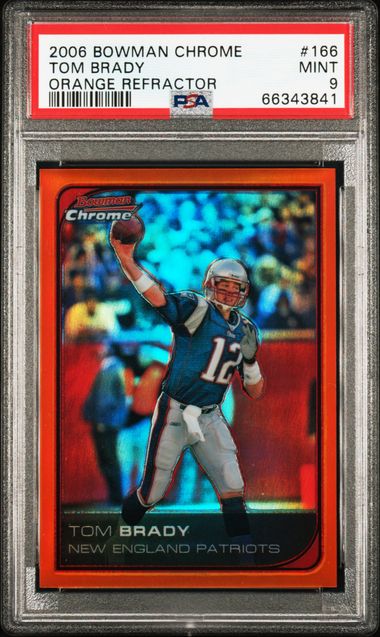 2006 Bowman BOWMAN CHROME ORANGE REFRACTOR #166 Tom Brady front