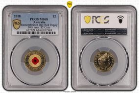 2018 $2 Remembrance Day Red Poppy 30th Ann. $2 Coin Colorized MS68