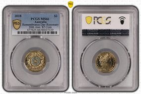 2018 $2 Remembrance Day Rosemary 30th Ann. $2 Coin Colorized MS66