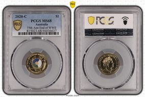 2020-C $2 75th Ann End of WWII Colorized MS68