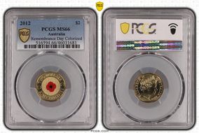 2012 $2 Remembrance Day Colorized MS66