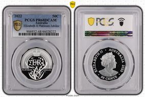 2022 50C Elizabeth II Platinum Jubilee Silver PR68DCAM