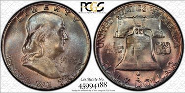 1953 50C Obv Die Clash FS-402 MS66FBL