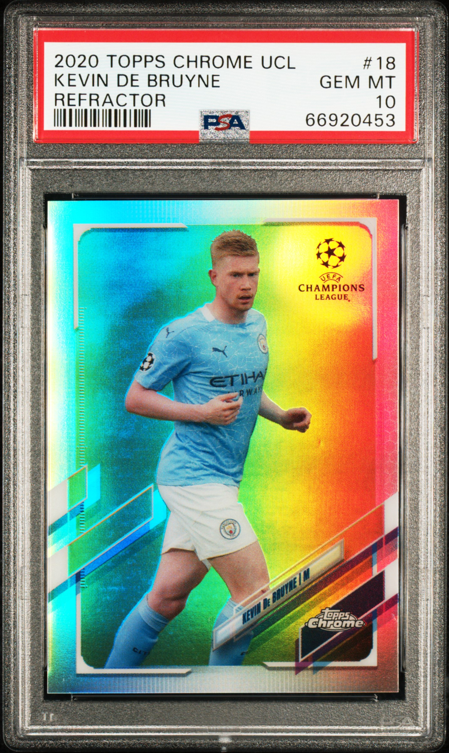 2020 Topps Chrome Uefa Champions League Refractor #18 Kevin De Bruyne – PSA GEM MT 10