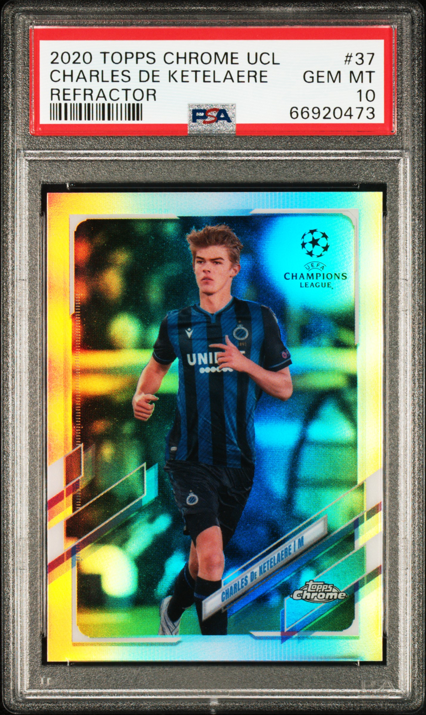 2020-21 Topps Chrome UEFA Champions League Refractor #37 Charles De Ketelaere - PSA GEM MT 10