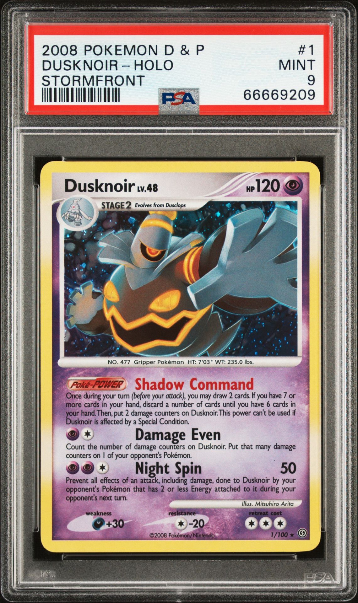 2008 Pokemon POKEMON DIAMOND & PEARL STORMFRONT #1 Dusknoir-Holo front