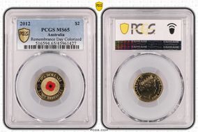 2012 $2 Remembrance Day Colorized MS65