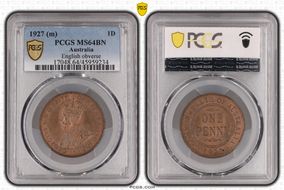 1927 (m) 1D English obverse MS64BN