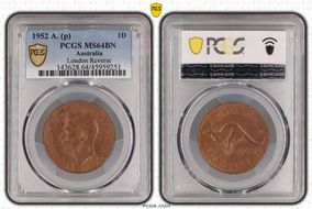 1952 A. (p) 1D London Reverse MS64BN