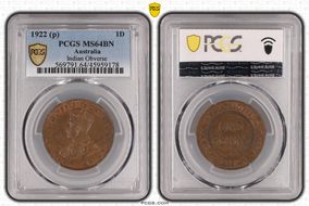 1922 (p) 1D Indian Obverse MS64BN