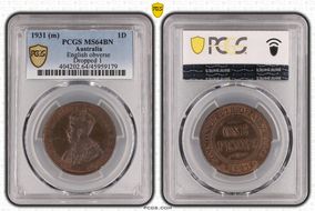 1931 (m) 1D English obverse Dropped 1 MS64BN