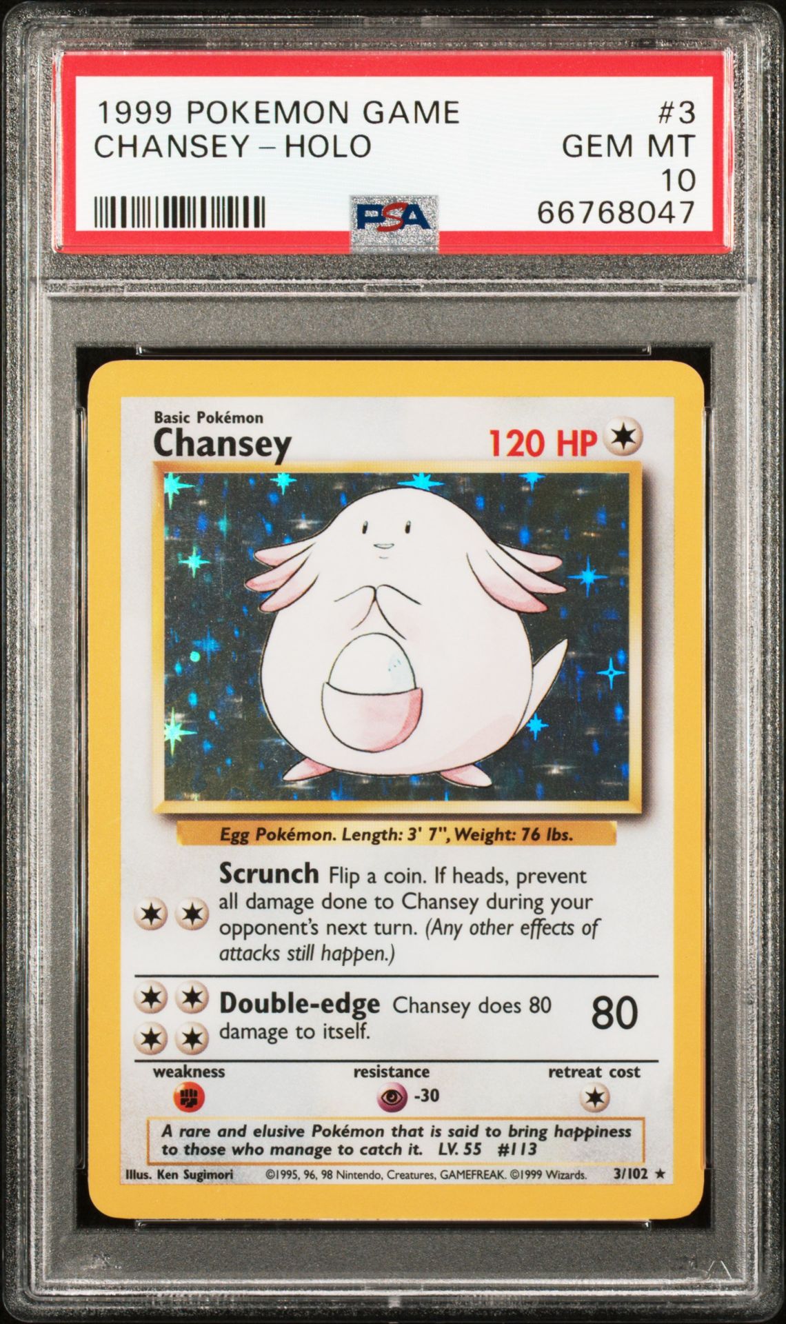 1999 Pokemon POKEMON GAME Holo #3 Chansey-Holo front