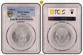 1948-B 5 Fr Gad-766a 9 ouvert MS64