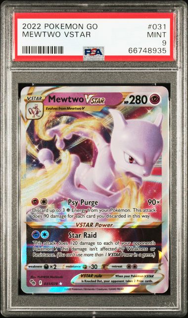 Pokemon GO - Mewtwo Vstar - Graded, 9 MINT!!