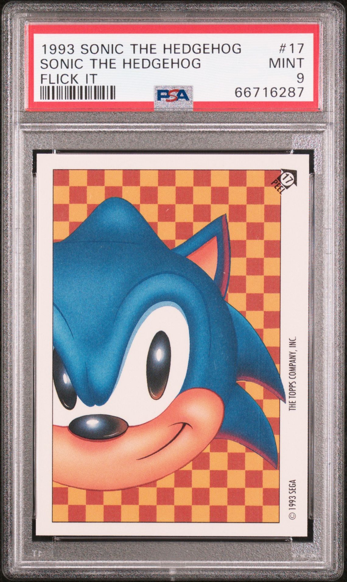 1993 Sonic The Hedgehog Stickers #17 He's/6 Speed Hedgehog front