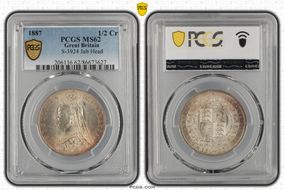 1887 1/2 Cr S-3924 Jubilee Head MS62