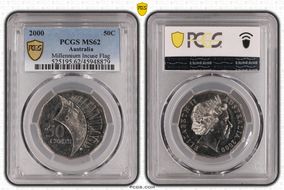 2000 50C Millennium Incuse Flag MS62