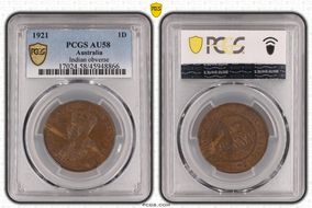 1921 1D Indian obverse AU58BN