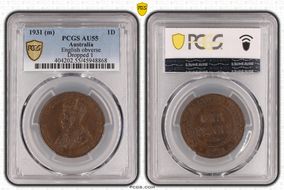 1931 (m) 1D English obverse Dropped 1 AU55BN