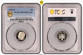 1992-S 10C PR70DCAM