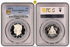 1992-S 50C Silver PR70DCAM