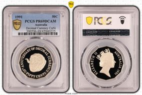 1991 50C Decimal Currency CuNi PR69DCAM