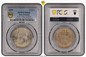 1950 1/2 Cr K.G. Close to Rim MS65