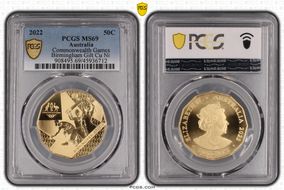 2022 50C Commonwealth Games Birmingham Gilt-CuNi MS69