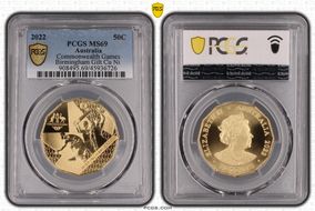 2022 50C Commonwealth Games Birmingham Gilt-CuNi MS69