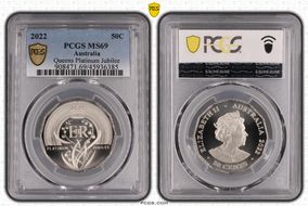 2022 50C Elizabeth II Platinum Jubilee MS69