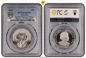 2022 50C Elizabeth II Platinum Jubilee MS70