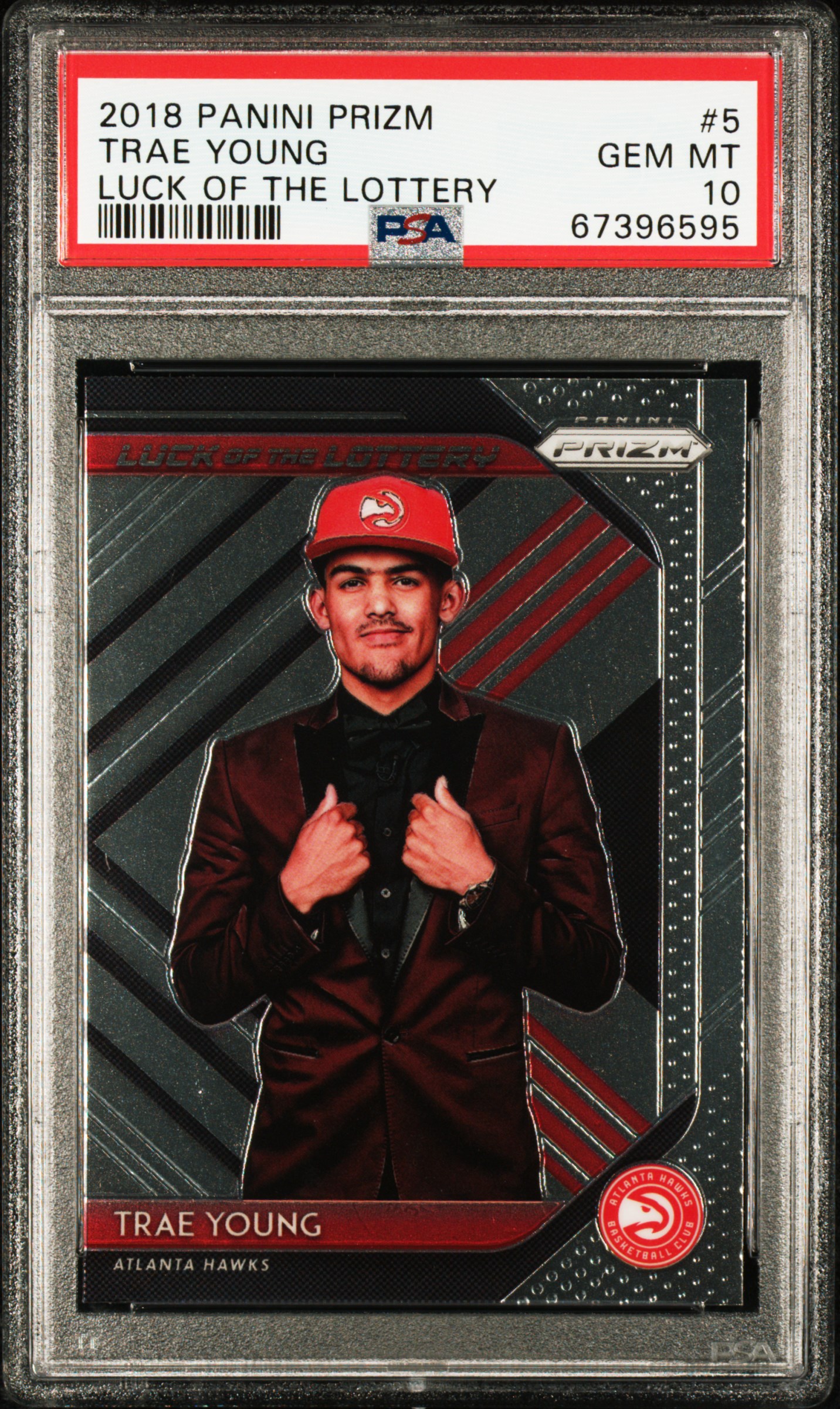 2018-19 Panini Prizm Luck Of The Lottery #5 Trae Young Rookie Card – PSA GEM MT 10