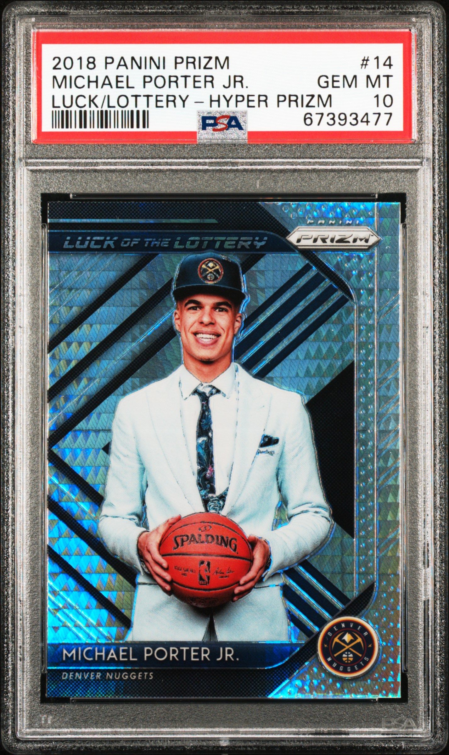 2018-19 Panini Prizm Luck Of The Lottery Hyper Prizm #14 Michael Porter Jr. Rookie Card – PSA GEM MT 10